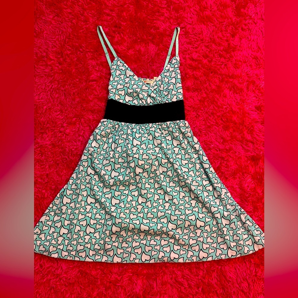 Derek Heart Teal and White Heart Dress B010
